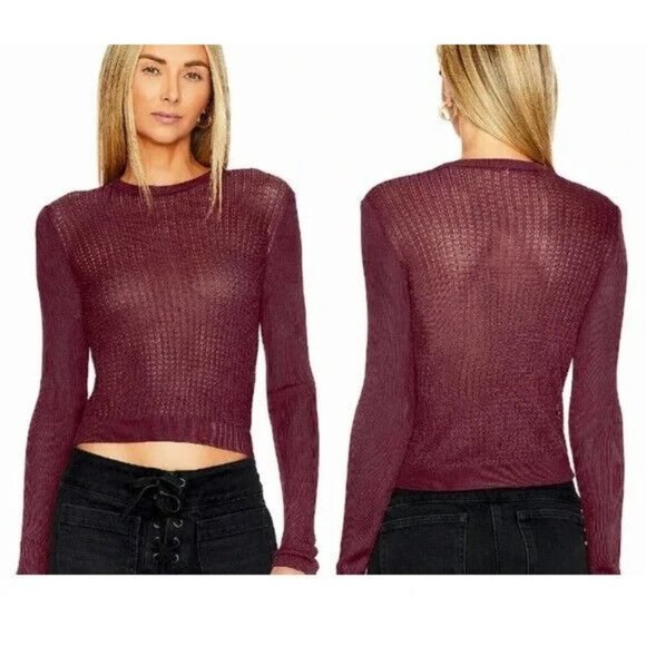 Free People H2o Crew Pullover Sweater $98 Size Large Red Summer Light Layer Top - Picture 2 of 8